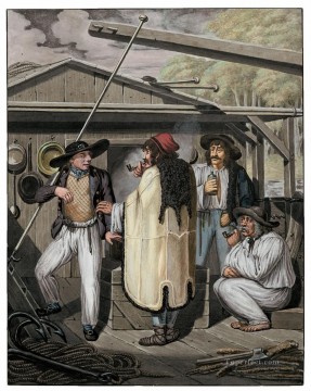 Donauschiffer auf ihrem Kahn Georg Emanuel Opiz caricature Oil Paintings